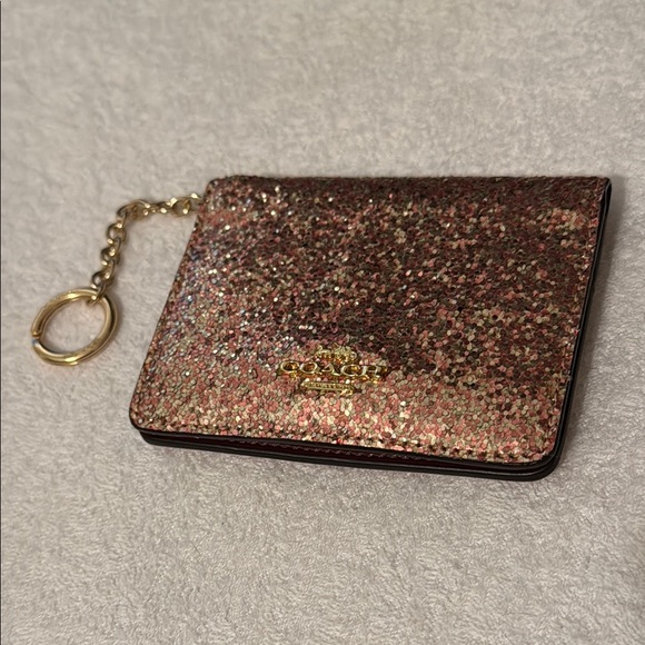 Coach Glitter Card Holder - Pink & Gold - Picture 1 of 10